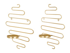 Ensemble de 2 porte-bougies muraux métal doré