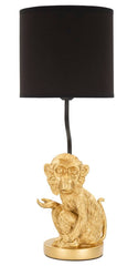 Lampe de table Singe doré abat-jour Tissu Noir
