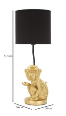 Lampe de table Singe doré abat-jour Tissu Noir