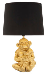 Lampe de table Singe Doré abat-jour Tissu Noir