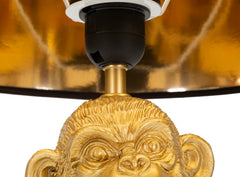 Lampe de table Singe Doré abat-jour Tissu Noir