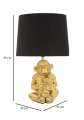 Lampe de table Singe Doré abat-jour Tissu Noir