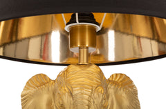Lampe de sol éléphant métal noir abat-jour tissu noir décoratif