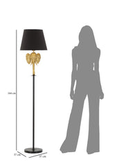 Lampe de sol éléphant métal noir abat-jour tissu noir décoratif