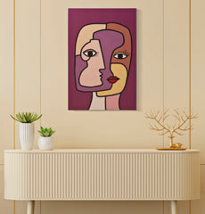 Impression peinte sur toile cubiste cadre en bois couleurs vives