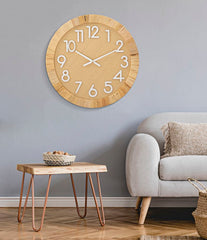 Horloge murale ronde Boho cadre en Bambou naturel