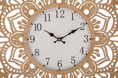 Horloge murale sculptée Ø 60 cm bois naturel