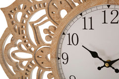 Horloge murale sculptée Ø 60 cm bois naturel