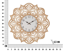 Horloge murale sculptée Ø 60 cm bois naturel