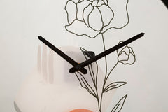 Horloge murale ronde motif rose