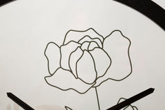 Horloge murale ronde motif rose