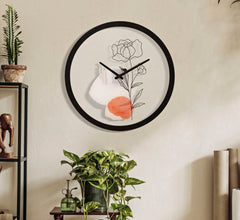 Horloge murale ronde motif rose