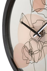 Horloge murale ronde motifs floraux