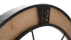Horloge murale ronde cadre en bois avec visages stylisés