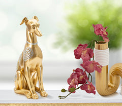 Statue de chien assis or décorations argentées