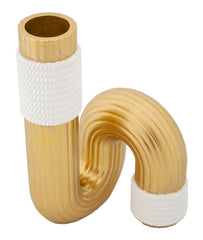 Vase blanc et doré aux lignes sinueuses