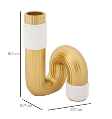 Vase blanc et doré aux lignes sinueuses