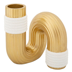 Vase blanc et doré aux lignes simples