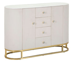 Buffet Montpellier Crème Tissu matelassé et métal doré