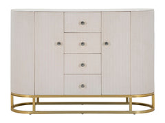 Buffet Montpellier Crème Tissu matelassé et métal doré