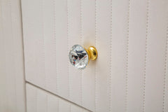 Buffet Montpellier Crème Tissu matelassé et métal doré