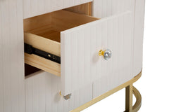 Buffet Montpellier Crème Tissu matelassé et métal doré