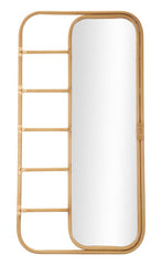 Miroir sur pied rectangulaire Panama Métal et Rotin