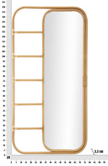 Miroir sur pied rectangulaire Panama Métal et Rotin