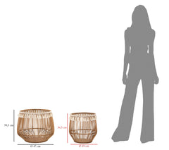 Ensemble de paniers ronds en rotin finition tissu naturel