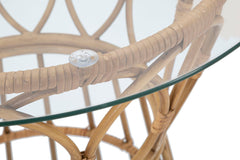 Table basse ronde Panama métal rotin et verre