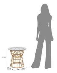 Table basse ronde Panama métal rotin et verre