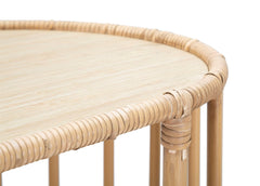 Console arrondie 3 étagères Métal et Rotin