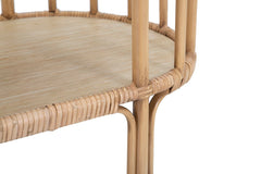 Console arrondie 3 étagères Métal et Rotin