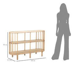 Console arrondie 3 étagères Métal et Rotin