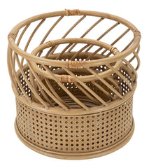 Support de vase rond en métal et rotin Panama ensemble de 2 pièces