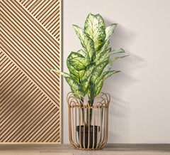 Vase Panama en métal design entrelacé couleur Bambou