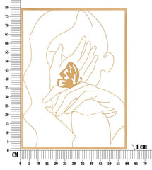 Panneau mural décoratif visage avec mains et papillon en fer