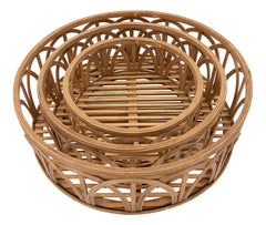 Plateaux ronds en rotin tressé ensemble 3 pcs