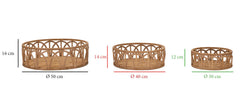 Plateaux ronds en rotin tressé ensemble 3 pcs