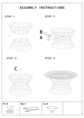 Table basse ronde Panama verre et métal avec finitions en rotin