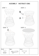 Table basse ronde Panama métal rotin et verre