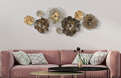 Panneau mural métallique design floral 3D