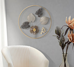 Panneau décoratif 3D circulaire en métal couleur pastel et or