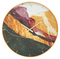 Horloge murale ronde Mity Verre décoré cadre doré