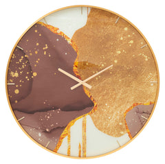 Horloge murale ronde Glody cadre doré cadran décoré tons vifs