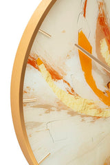 Horloge murale ronde Toply Cadre doré Cadran décoré de tons vifs
