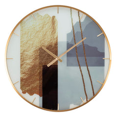 Horloge murale ronde cadre doré et cadran décoré de tons lumineux