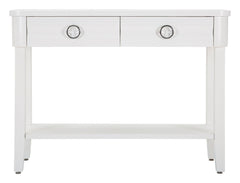 Console en bois blanc 2 tiroirs avec étagère