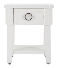 Table de chevet avec tiroir et étagère Blanc