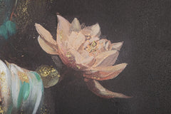 Peinture sur toile Bouddha en prière avec cadre en bois